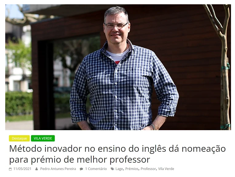 Notícia: Método inovador no ensino do inglês dá nomeação para prémio de melhor professor